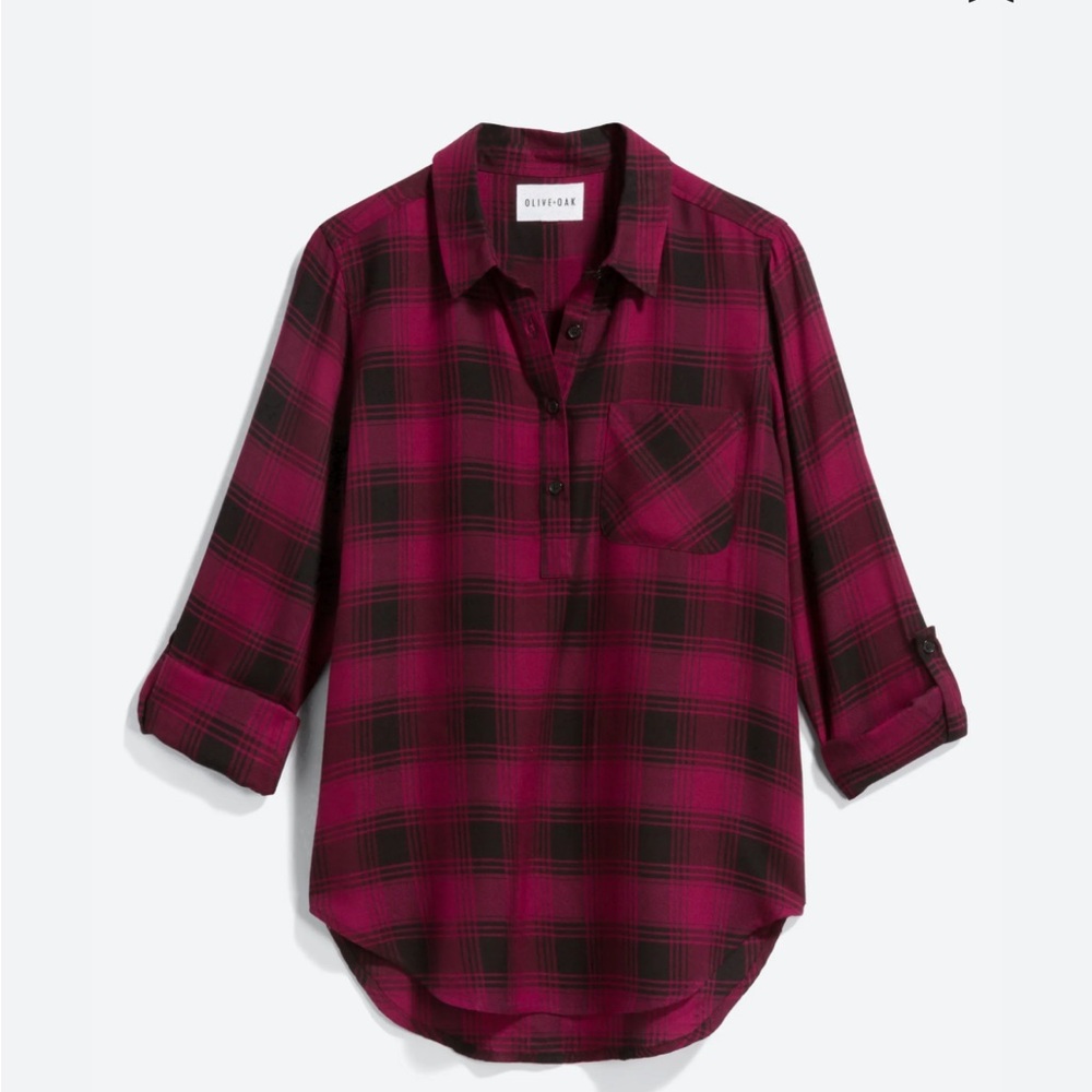 Olive & Oak Half Button Flannel Shirt